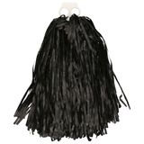 Funny Fashion Cheerballs/pompoms - 1x - zwart - met franjes en ring handgreep - 28 cm