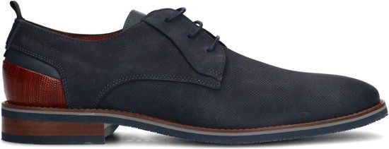 Van Lier Blauwe nubuck veterschoenen Heren Maat 46