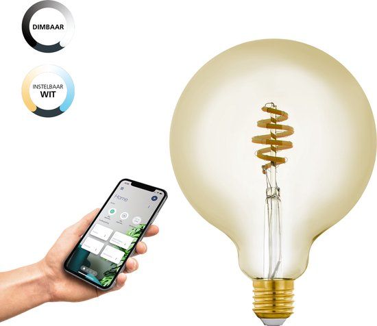 EGLO connect.z Smart LED Lamp - E27 - G125 - Dimmable - 360lm - 5W