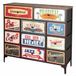 AKTIVE Max Home 18404 multifunctionele commode, retro en vintage afbeeldingen, 11 laden van lichte stof, 103 x 30 x 98 cm, stalen frame, houten blad, nachtkastjes, woonkamermeubels