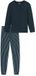Uncover by Schiesser Schiesser Uncover Dames Pyjamaset Lange Mouw Donkerblauw Gestreept 100% Katoen Maat L