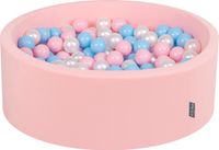 KiddyMoon Ballenbak voor kinderen Rond 90x30cm - 300 kleurrijke ballen ∅7cm - Speelgoed baby schuim - Baby ballenbad foam - Kunststof ballen - Ballenbak ballen - Voor sensorische - Met schuimvulling - Lichtroze: Babyblauw Roze Parel