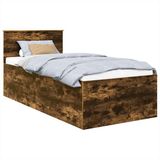 vidaXL Bedframe met hoofdeinde Rook Eiken 90 x 190 cm Bewerkt hout