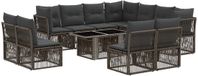 vidaXL Tuinbank Set 12 st Grijs polyrattan