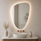 SensaHome Adrian Miroir de salle de bain avec éclairage LED - Dimmable - 2700K/4500K/6400K - Asymétrique - 55x80cm