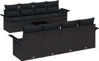 vidaXL Tuinbank Set Zwart Poly Rattan 9 Kussens