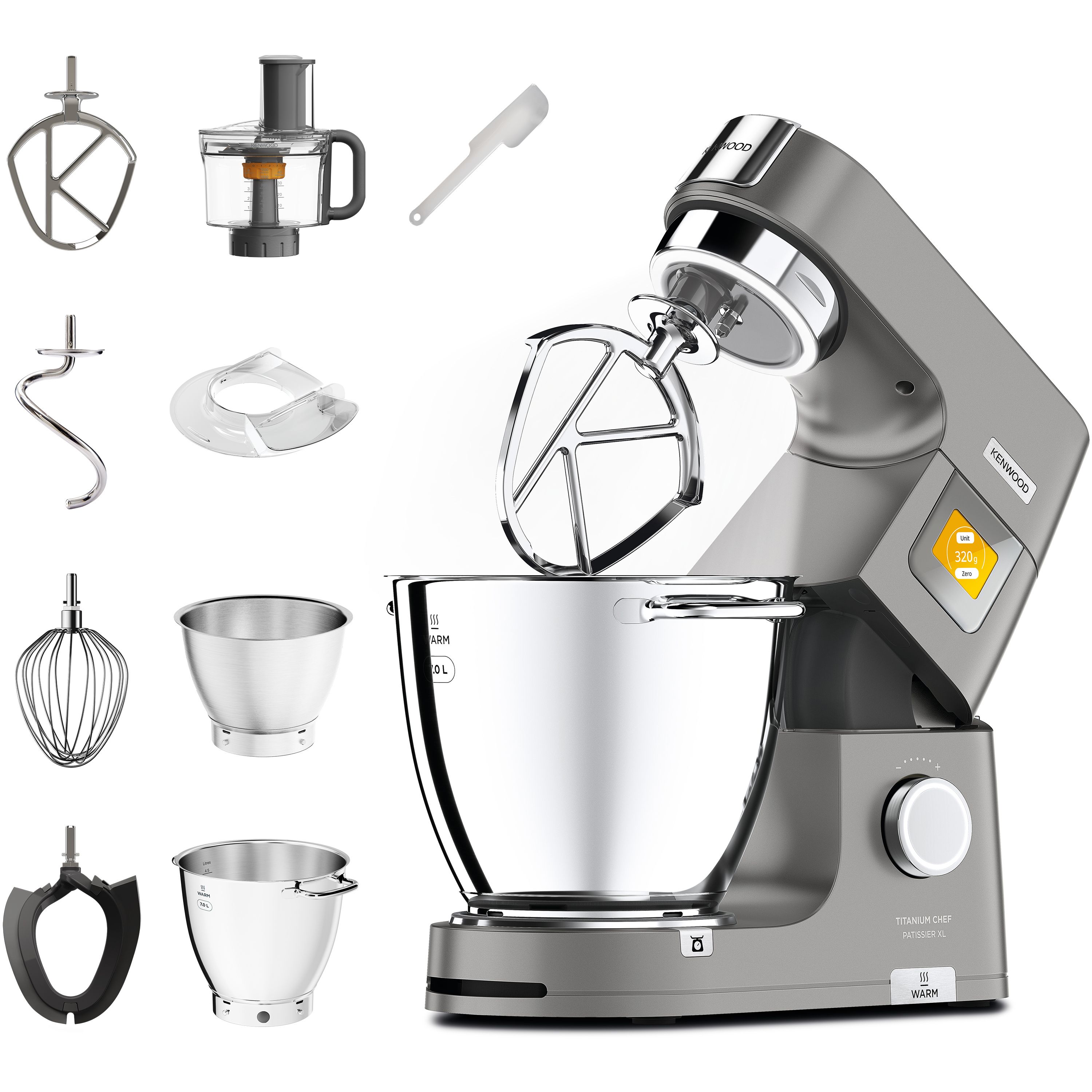 Kenwood Titanium Chef Patissier XL KWL90.244SI keukenmachine 1400 W 7 l Grijs, Roestvrijstaal