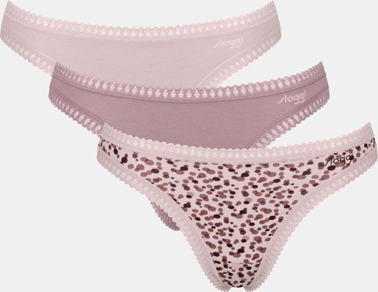 Sloggi Women GO Crush String (3-pack) - Dames String - Lichtroze/Mauve - Effen - Katoen/Elastaan - Maat S