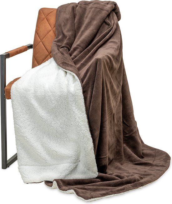 Wicotex Espoo Fleece Plaid Deken - Bruin - 200x240cm