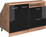 Vicco R-Line Keukenkast voor schuine wand – 120 cm Set van 2 kastrompen 60 cm diepte Zwart hoogglans