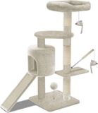 VOUNOT Krabpaal met krabpaal L, klimboom voor katten, activiteitencentrum met grot en platforms voor katten, hoogte 112 cm, beige