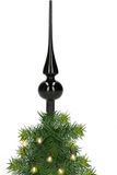 Merkloos / Sans marque Decoris Kerst piek - zwart - 26 cm - glas - mat