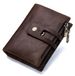 Vrai Portefeuille Bifold en Cuir avec Double Fermeture Éclair et Poches pour Cartes
