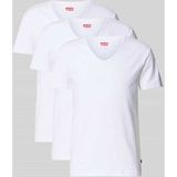 Levi's T-shirt pour homme 3-pack col en V blanc Coton 95% Élasthanne 5% Coupe Regular Taille S
