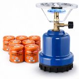 SMH LINE® Camping kooktoestel - Draagbaar Gasfornuis - Incl. 8x 190g gasflessen
