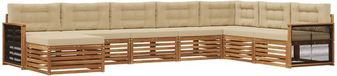 vidaXL - Hoek loungeset - 8 zitplekken - Natuurlijk en beige - Massief acaciahout