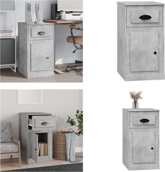 vidaXL Bijzetkast met lade 40x50x75 cm bewerkt hout betongrijs