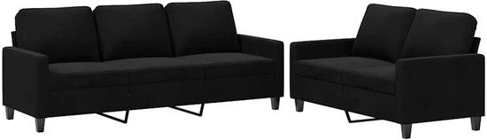 vidaXL 2-delige Loungeset met kussens fluweel zwart