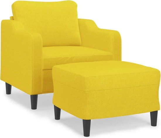 vidaXL Fauteuil met voetenbank 60 cm stof lichtgeel