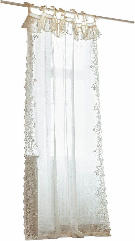 Loberon Gordijn Denise crème 140x250 cm gebloemd transparant