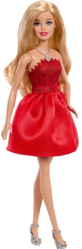 Barbie Mattel 80-Jubileum Modepop – Robijnrode Jurk & Zilveren Accenten