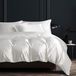 TRANKIELO® - Ensemble de literie 200x220 cm - Satin microfibre blanc - Luxe avec fermeture éclair et 2 taies d'oreiller