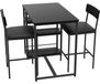 Ensemble de bistro avec chaises - Ensemble repas pour 2 personnes - Rectangulaire - Étagère de rangement à trois niveaux - Cadre en métal - Chaises rembourrées - Noir