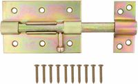 AMIG schuifslot/plaatgrendel - staal - 8.5cm - messing - incl schroeven - deur - raam - geschikt voor hangslot (niet inbegrepen)