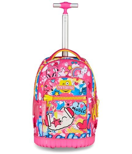 Mitama Run Maxi Catrock schooltrolley, fuchsia, dubbel vak, voorvak, 2 zijzakken, basisschool en vrije tijd, meisjes, Fuchsia, Eén maat, Casual