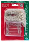 Konstsmide 1470-553 Led-lichtsnoer, met aan/uit-schakelaar, 6-uurs timer, 50 rode diodes, werkt op batterijen, voor binnen, transparante kabel