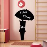Ambiance Sticker Schoolbordsticker - uitwisbare zelfklevende muurstickers - VROUW MET EEN PARAPLU - 30x20cm