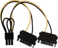 InLine PCIe 6-pins (m) - 2x SATA 15-pins (m) voedingsadapter - 0,15 meter