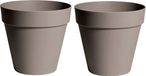 Mega Collections Plantenpot/bloempot - 2x - kunststof - taupe bruin - binnen/buiten - D20 x H17 cm