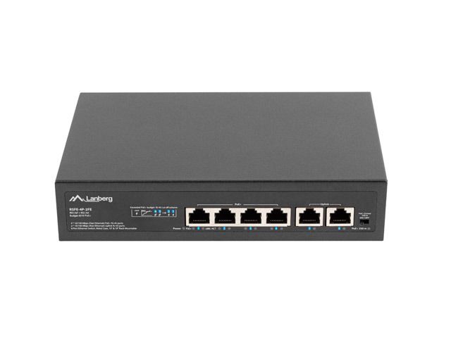 Lanberg RSFE-4P-2FE-60 - Netwerk switch - Zwart