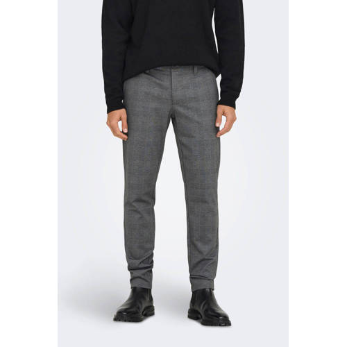 ONLY & SONS ONLY & SONS geruite slim fit broek ONSMARK limestone