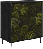 vidaXL Ladekast ELBURG Palmbladerenprint 66 x 36,5 x 76 cm Zwart eiken