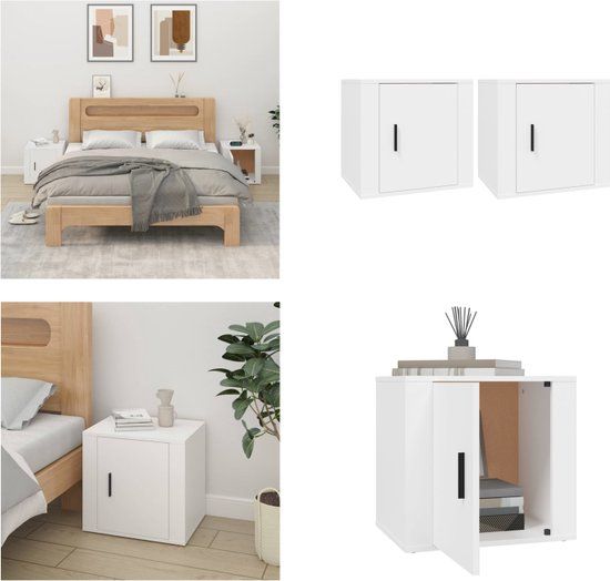 vidaXL Nachtkastjes 2 stuks 50x39x47 cm wit