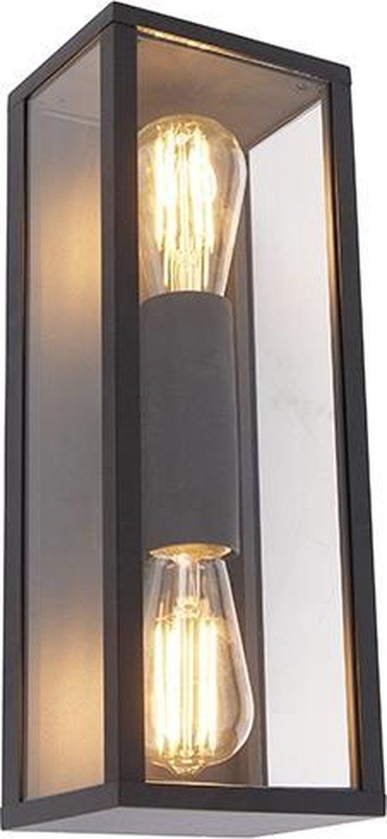 QAZQA Charlois - Design Outdoor Wall Lamp - 2 Lights - D 13.5 cm - Black - Outdoor Lighting