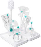 Termichy Droogrek voor babyflessen, onderweg, droogrek met borstels, afdruiprek voor babyflessen, flessen, grijze zuignappen, BPA-vrij (blauwgroen)