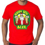 Bellatio Decorations Grote maten foute Kerst t-shirt - oud en nieuw / nieuwjaar shirt - happy new beer / bier - rood voor heren - kerstkleding XXXXL