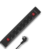 REV Stekkerdoos Supraline - meervoudige stekkerdoos met 2 schakelaars, stekkerdoos 6-voudig, antraciet