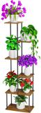 Ibenzoa® 6 Laags Plantenrek - Hout & Metaal, 131cm Plantenstandaard voor Balkon & Tuin
