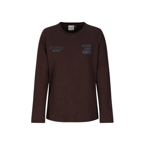 Retour Jeans rechtvallende longsleeve met backprint - donkerbruin