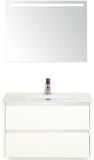 BES LED Dante Badmeubelset 80 cm - Wit Hoogglans - Keramische Wastafel Wit Cover met Sence Spiegel