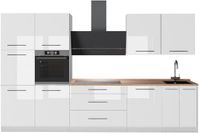 Vicco Complete keukeneenheid Fame-Line, Wit Hoogglans/Wit, 340 cm, WB Eik