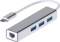 MMOBIEL USB Type C naar Ethernet 1000 Mbps Adapter RJ45 Dongle 3 USB Poorten 3.0 – Zilver