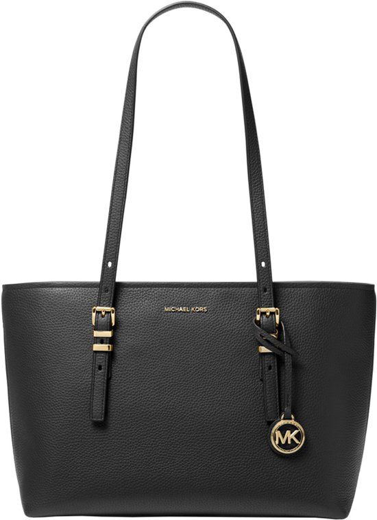 Michael Kors Quinn Medium Shopper - Black Leather Shoulder Bag