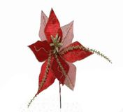 F.G.F. Import Export BRILLER bloem stof rood 25 cm 04769