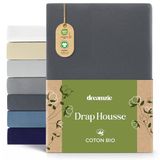 Dreamzie Hoeslaken 70x200 cm, 100% Biologisch Katoen Jersey, Matrashoogte Tot 12 cm, Hypoallergeen, Oeko-Tex, Donkergrijs