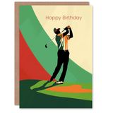 Artery8 Golfing Sport Golfer Golf Swing Pose Bold Design For Him Man Birthday Card